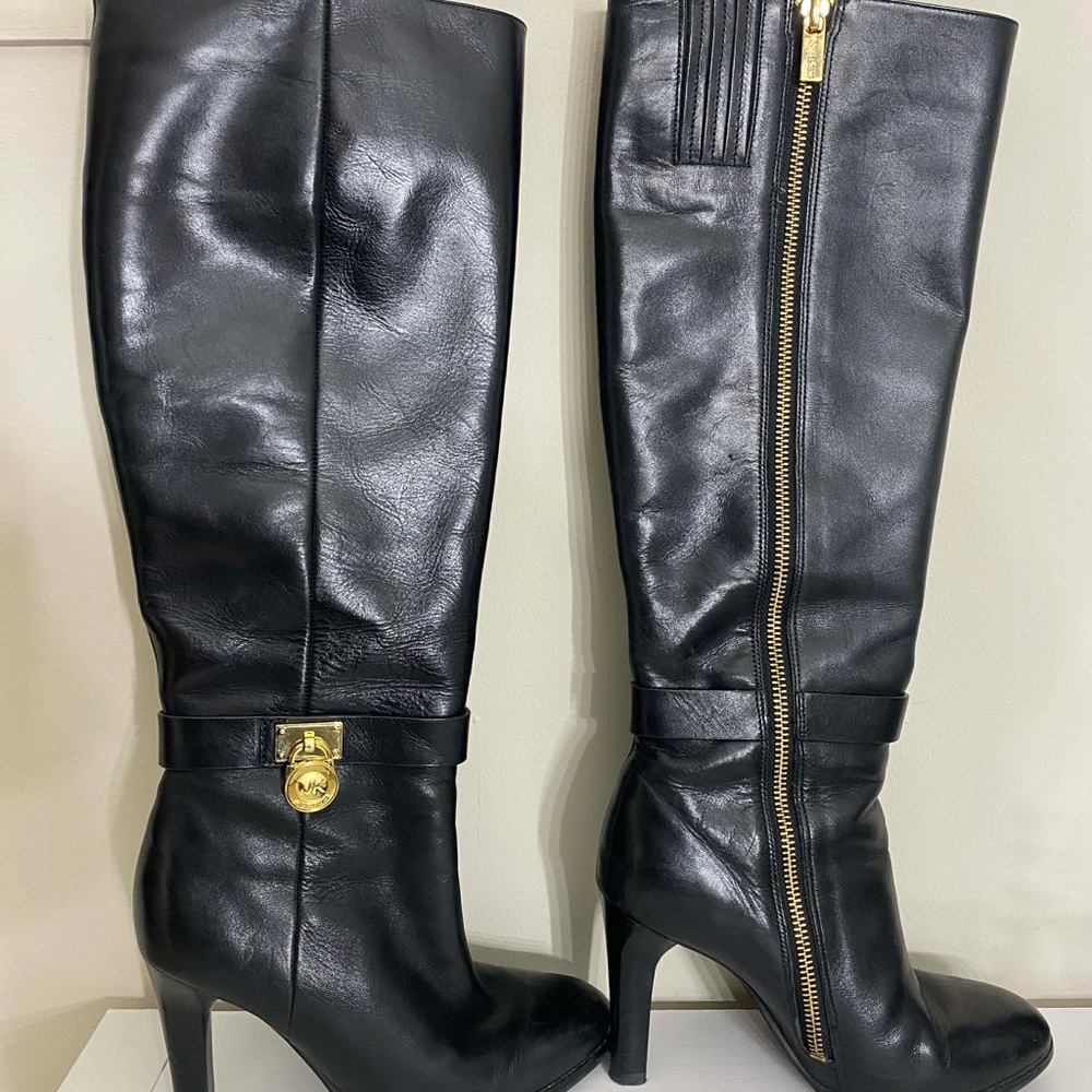 Michael Kors Black Leather Heeled Boots